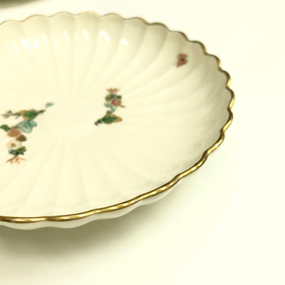 【95】沈壽官窯 白薩摩菊脚皿 菊 薩摩焼 小皿 ４枚 美品