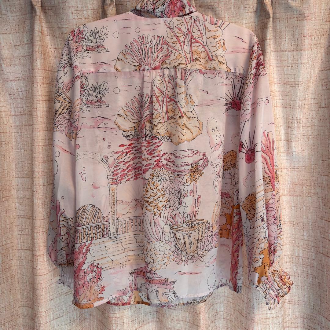 PINKY&DIANNE ノーティカルプリントブラウス　ピンク