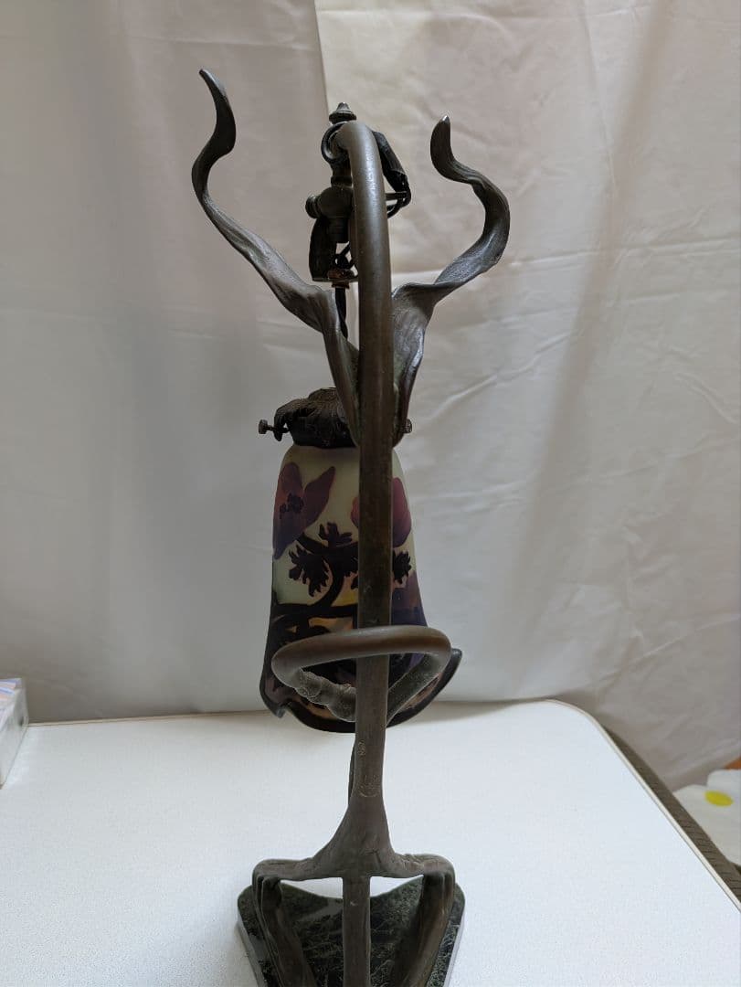 ミューラー 西洋アンティークアールヌーボーテーブルランプ アネモネの花モチーフ