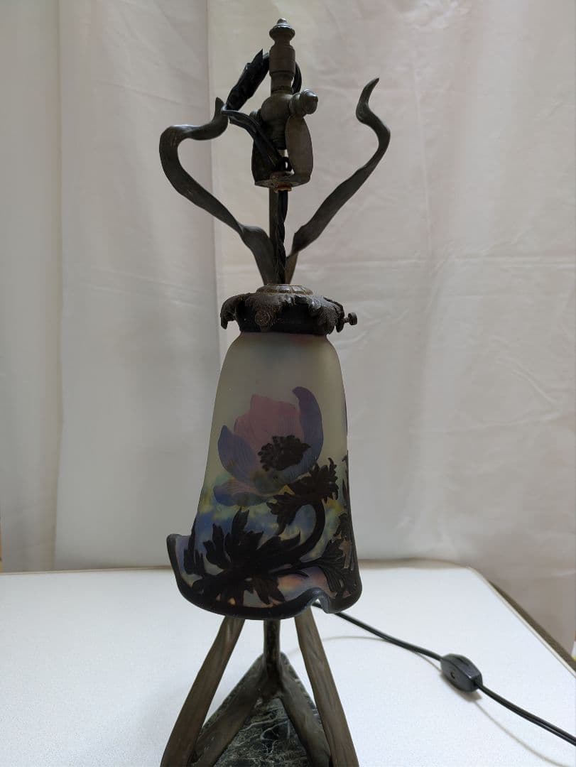 ミューラー 西洋アンティークアールヌーボーテーブルランプ アネモネの花モチーフ