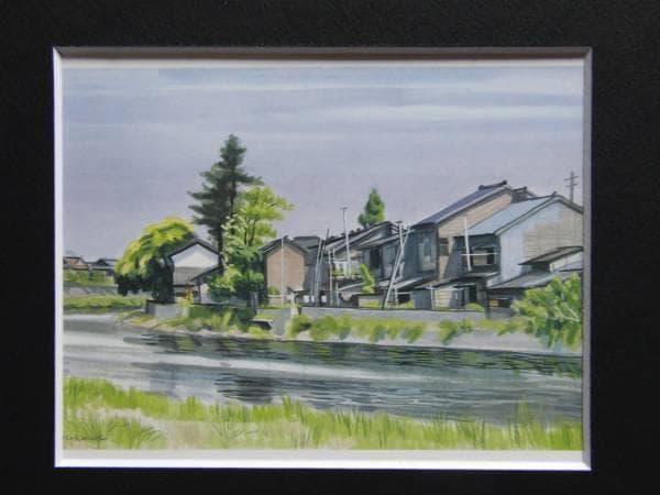 中西 利雄、浅野川河畔、希少な額装用画集より、美品、新品額装付