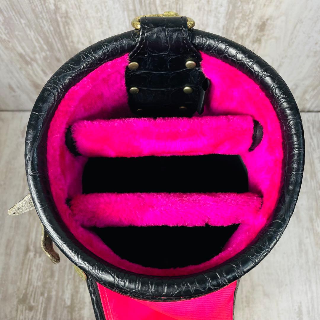 【希少品】BVLGARI ブルガリ キャディバッグ 型押し ロゴ刺繍 ピンク