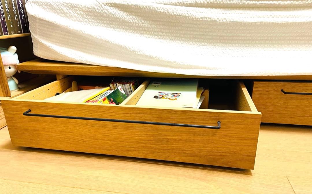 無印　オーク材ダブルベッド　収納付き