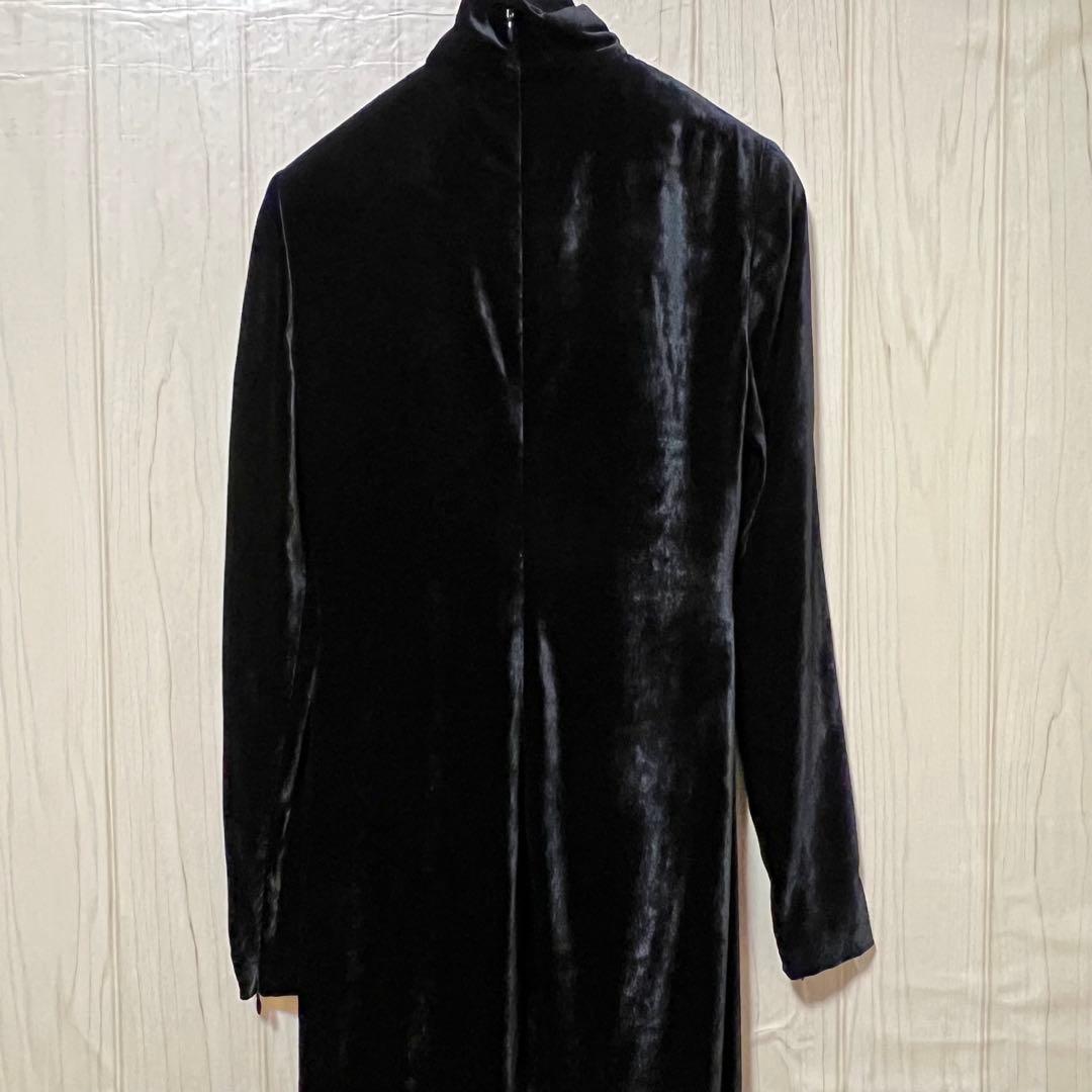 【ラルフローレンパープルレーベル】ハイネックベロアワンピース☆シルク混☆黒☆S
