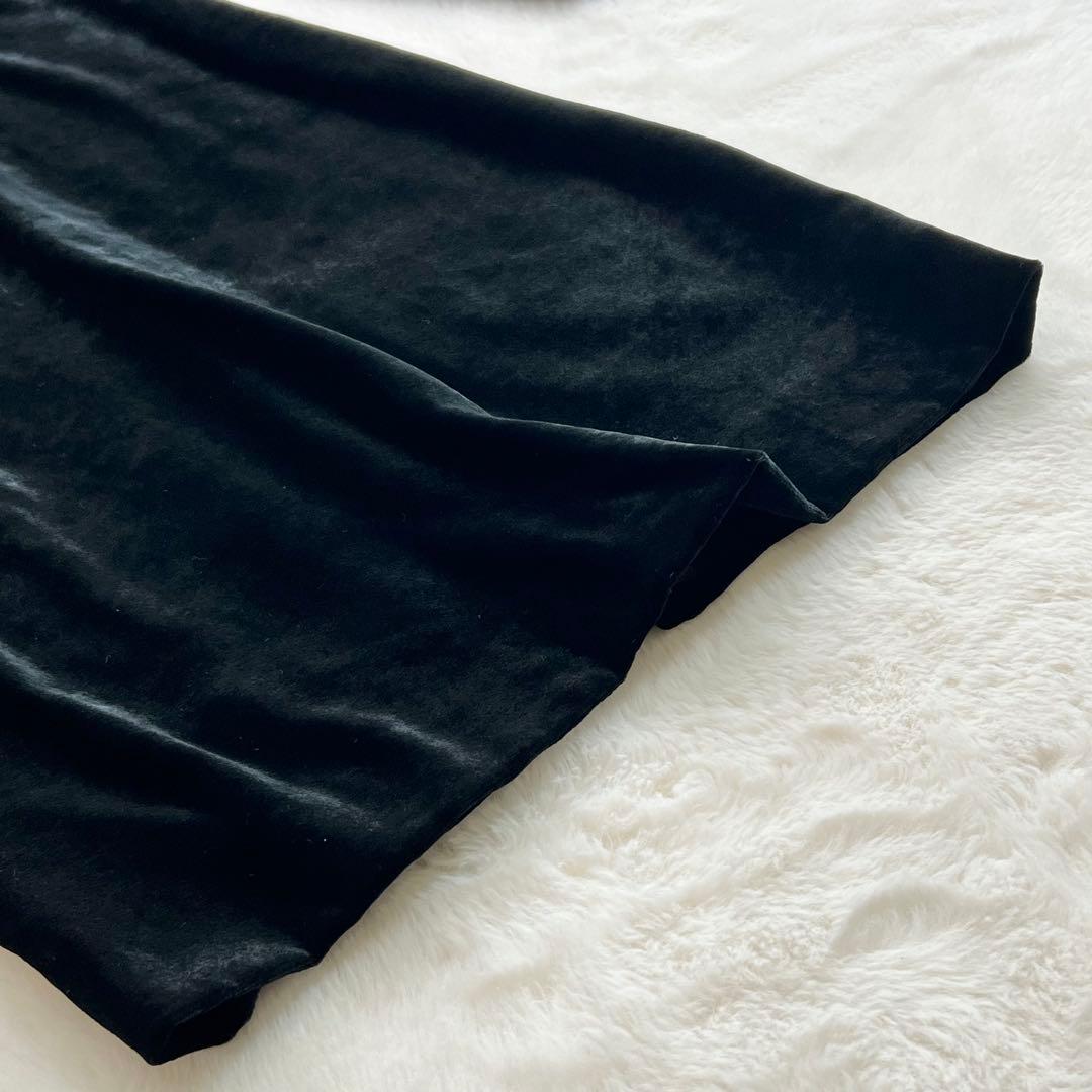 【ラルフローレンパープルレーベル】ハイネックベロアワンピース☆シルク混☆黒☆S