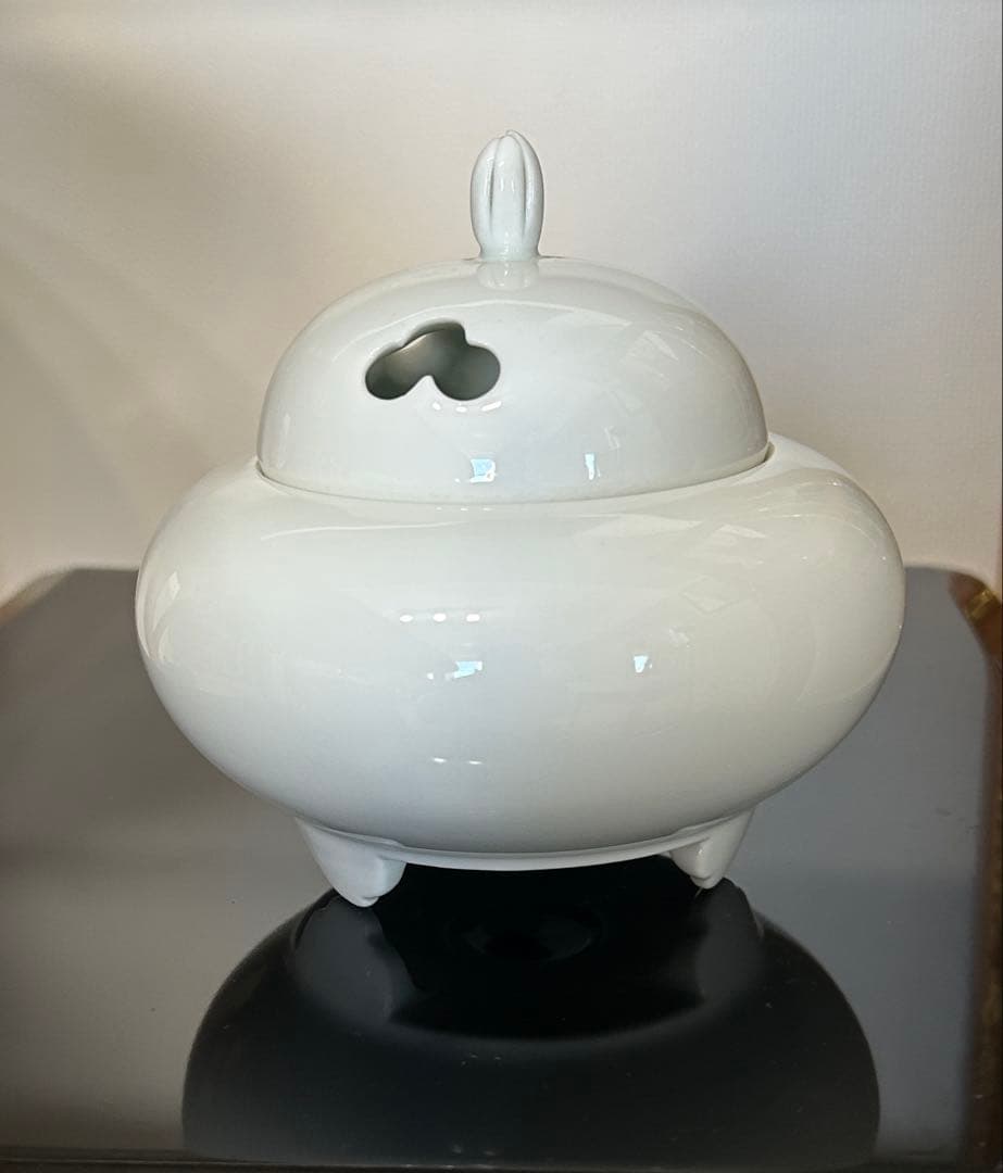 人間国宝　井上萬二本人作　白磁　香炉　香道具　茶道具