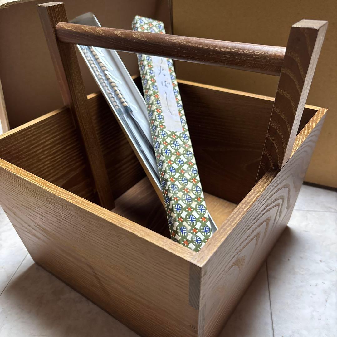 茶道具　箱炭斗　火箸セット