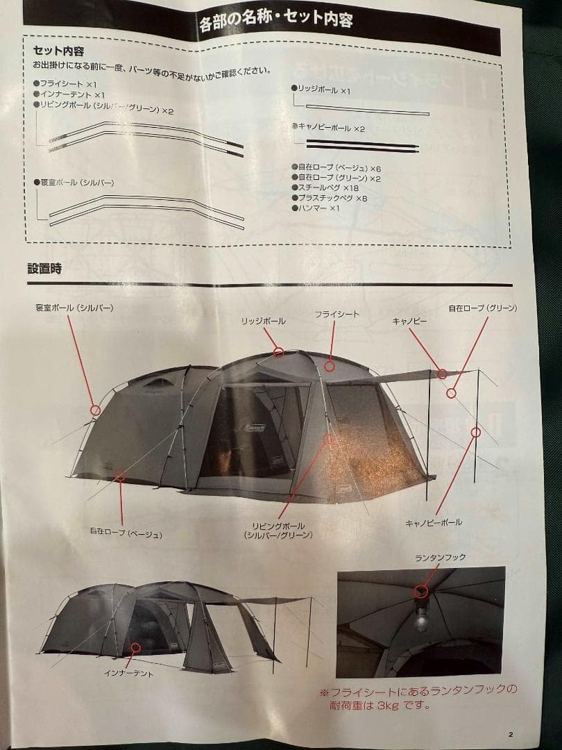 中古品 Coleman コールマン タフスクリーン 2ルームハウス MDX