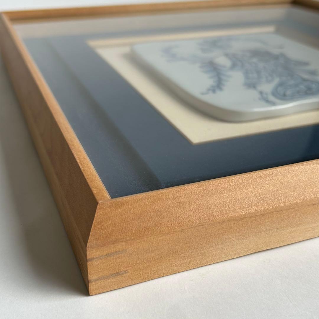 清水焼　初代村田幸之介 作 手造り 南画　貴婦人 陶額素材 陶板画 飾額