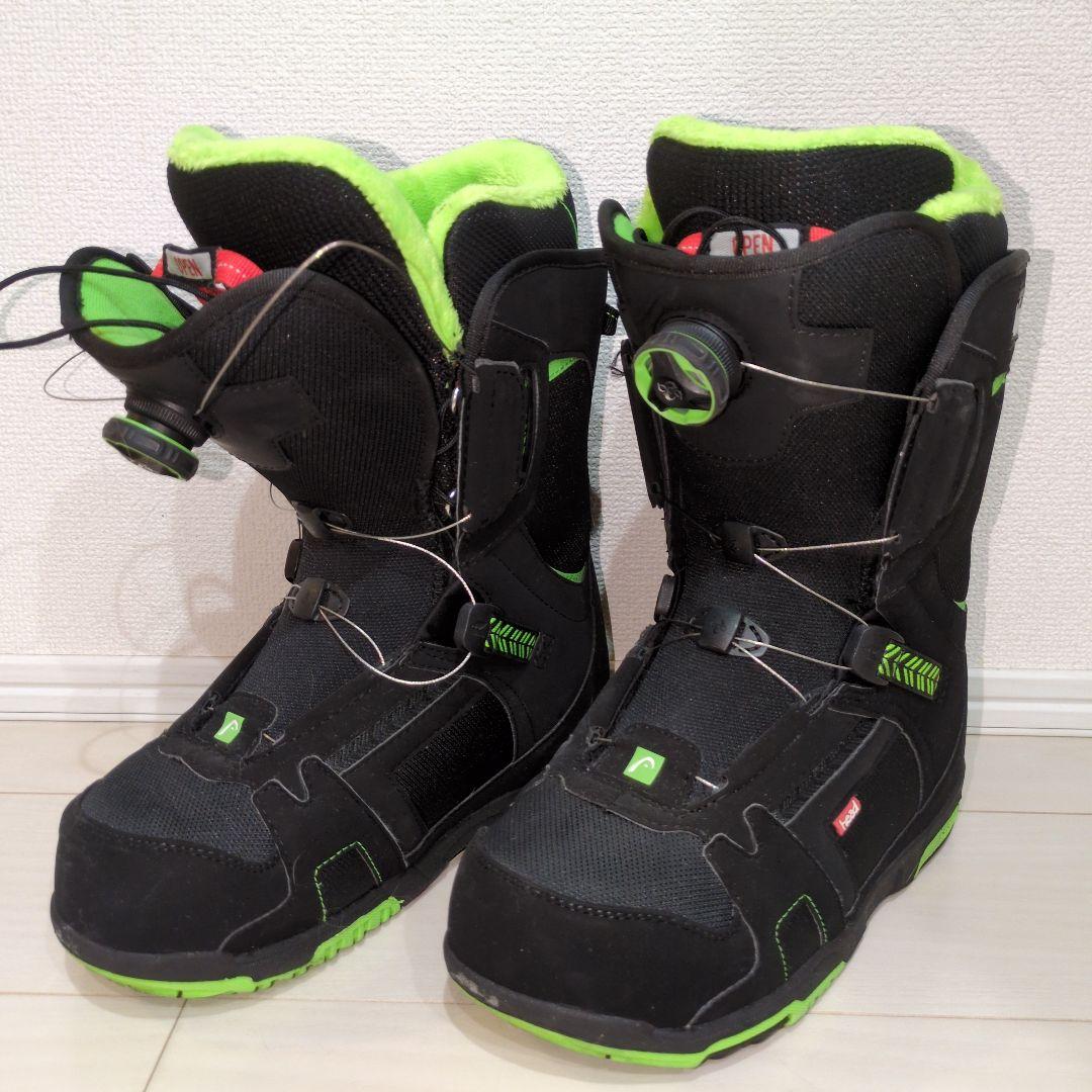 極美品 女性着用品　260 head スノーボードブーツ ブラック/グリーン