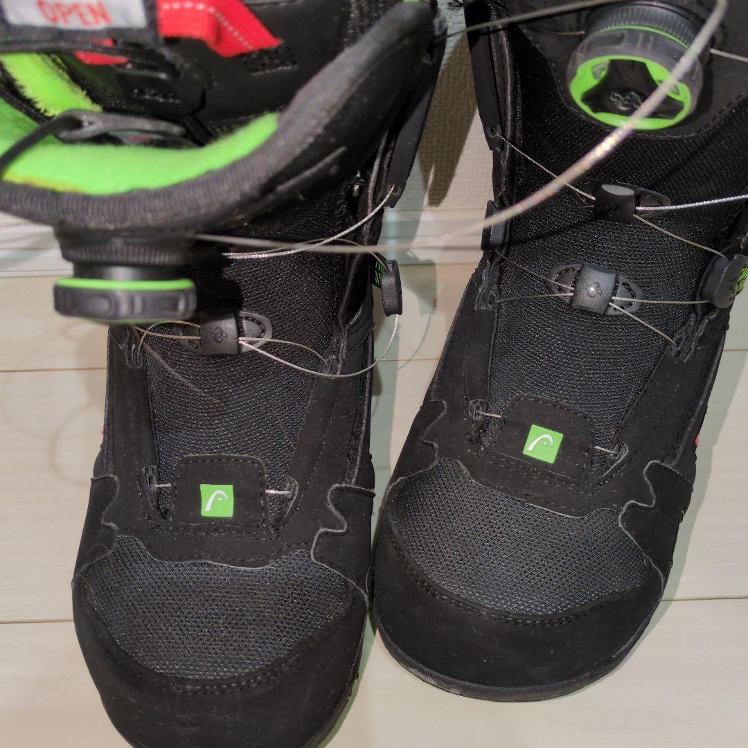 極美品 女性着用品　260 head スノーボードブーツ ブラック/グリーン