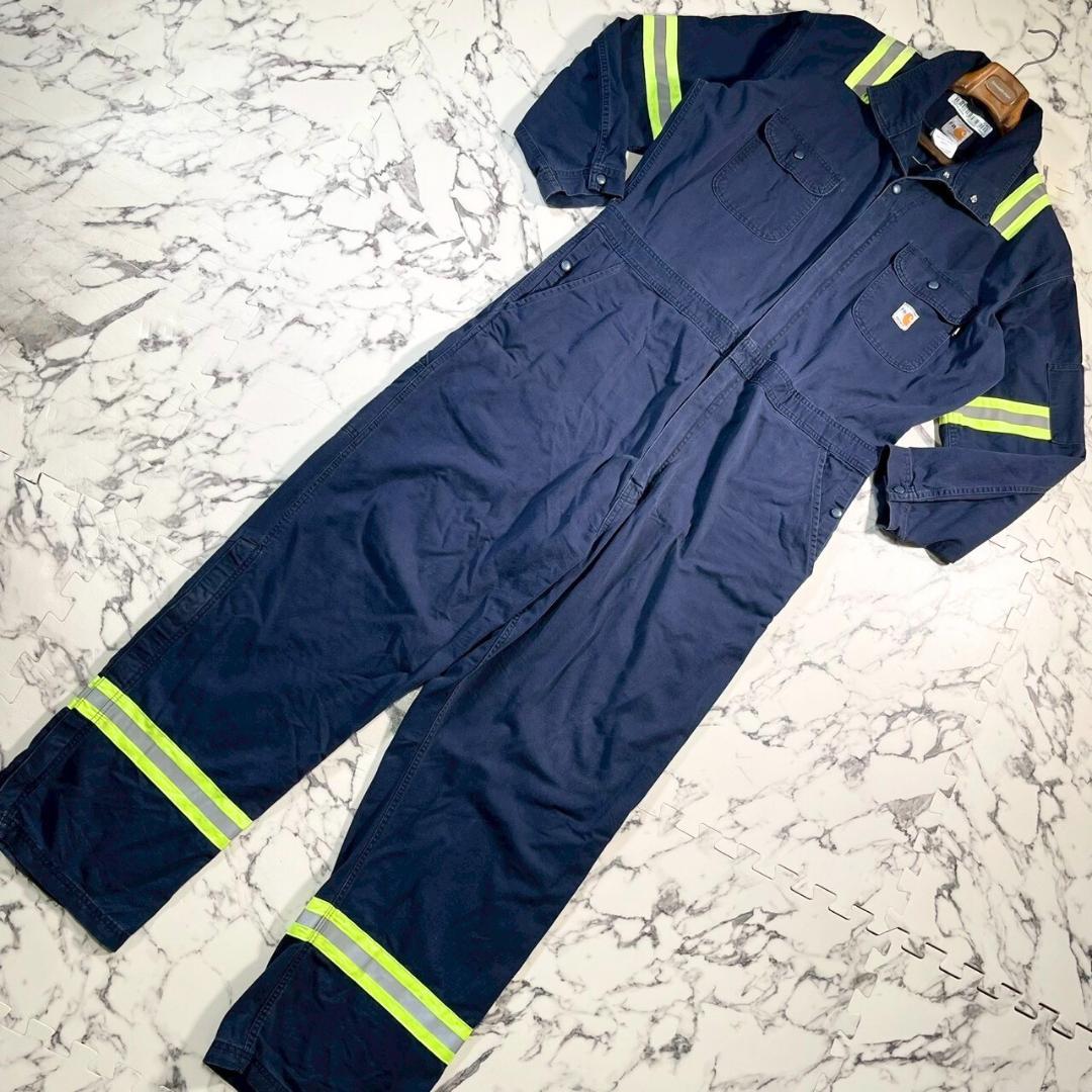 ✨10s✨(XL) カーハート リフレクター付き オールインワン つなぎ 紺