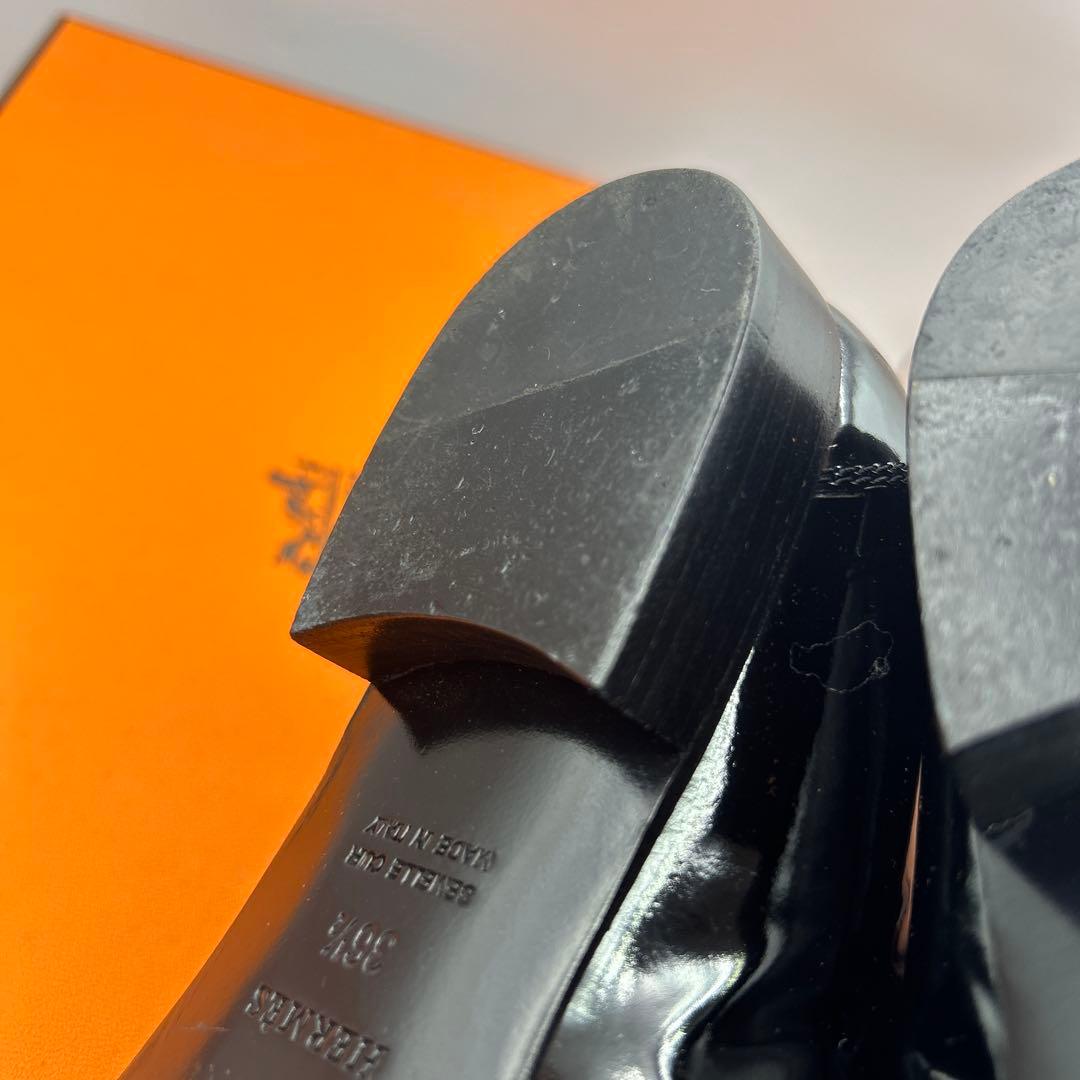 極美品 エルメス コンスタンス Hロゴ ブラック ローファー 36 1/2