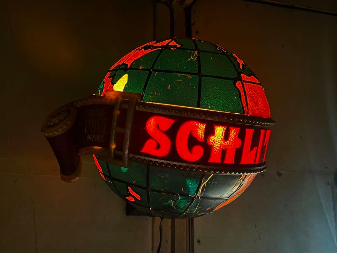 シュリッツ 電飾 回転 看板SCHLITZ 地球儀 ライト ランプ ライトサイン