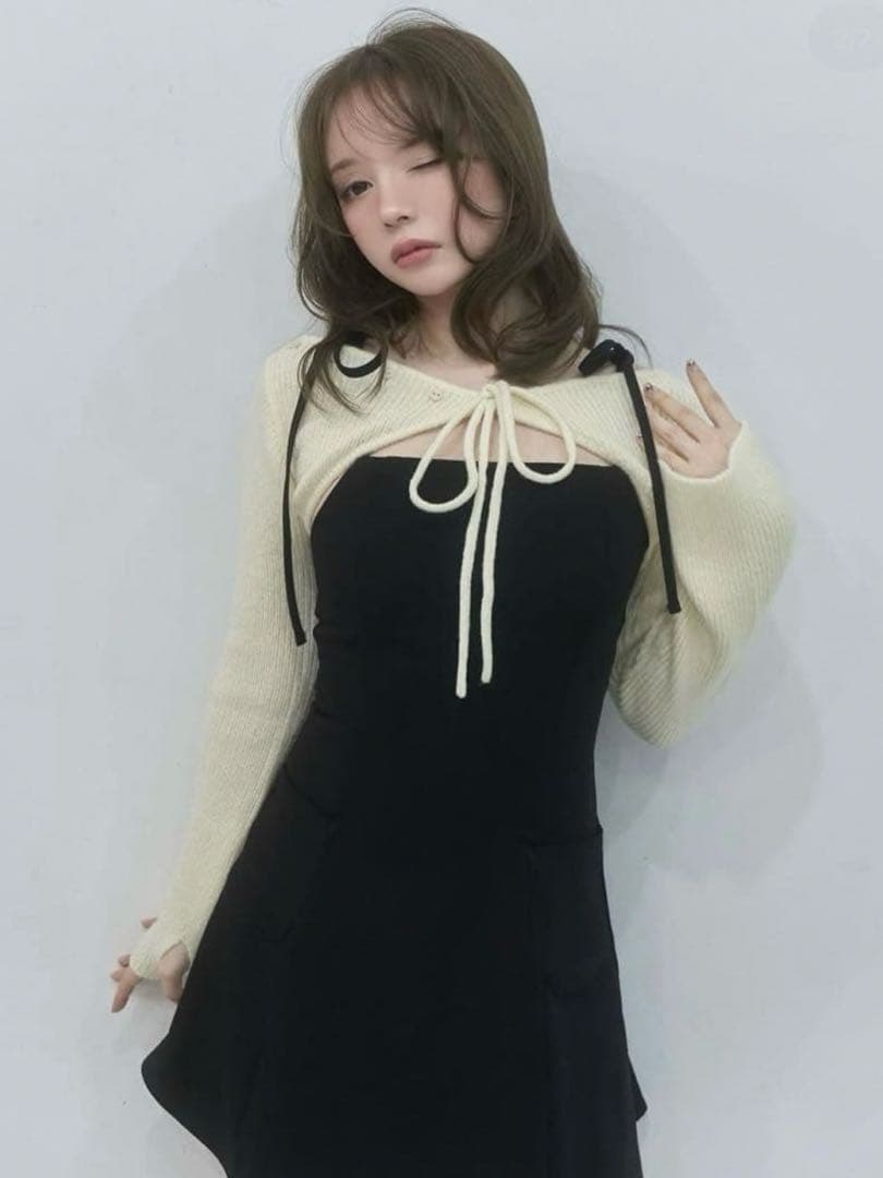 ワンピース andmary Lamia knit set mini dress black