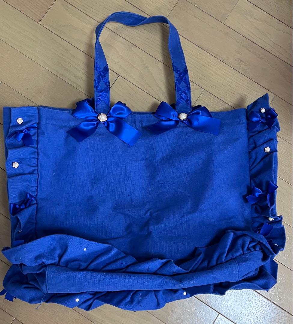 キャラクター柄ネイビー大トートバッグ