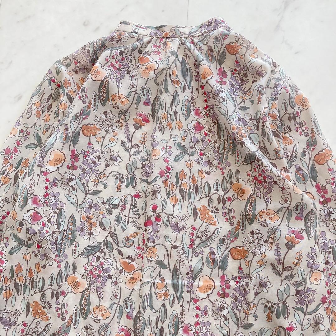 極美品　トゥモローランド　オーマリーフプリント ストリングボウタイブラウス