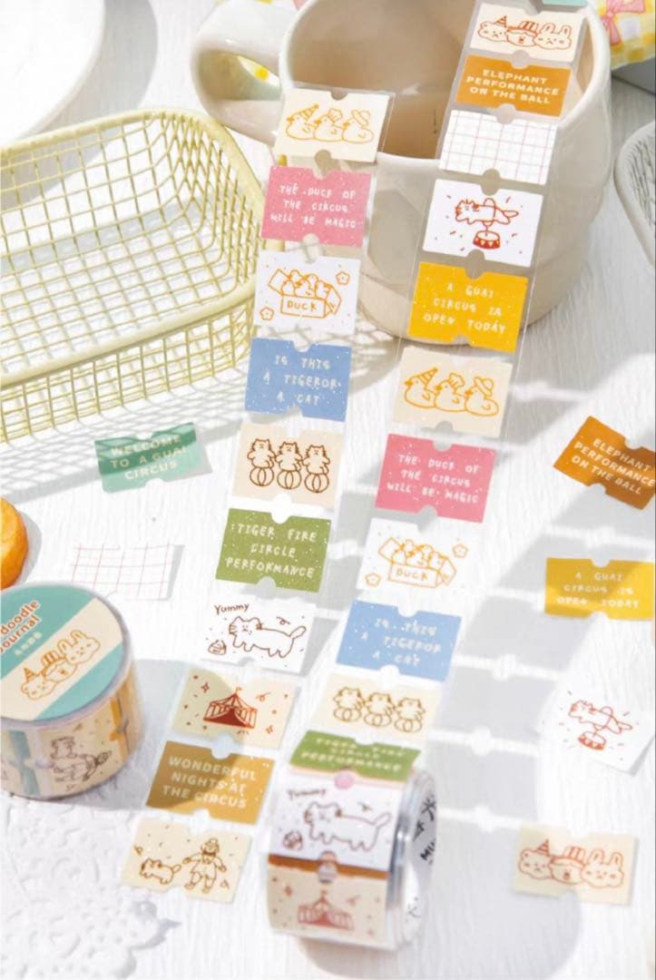 线条涂鸦日记 ラベラーシール 各3cm×2m 3点セット 日記