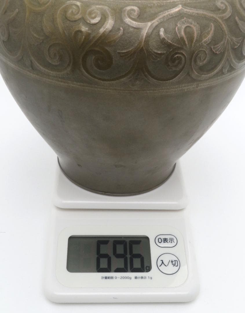 華瓶　朧銀　銀25％　骨董品　重さ約 696g 銀瓶　銀仕上　銀製