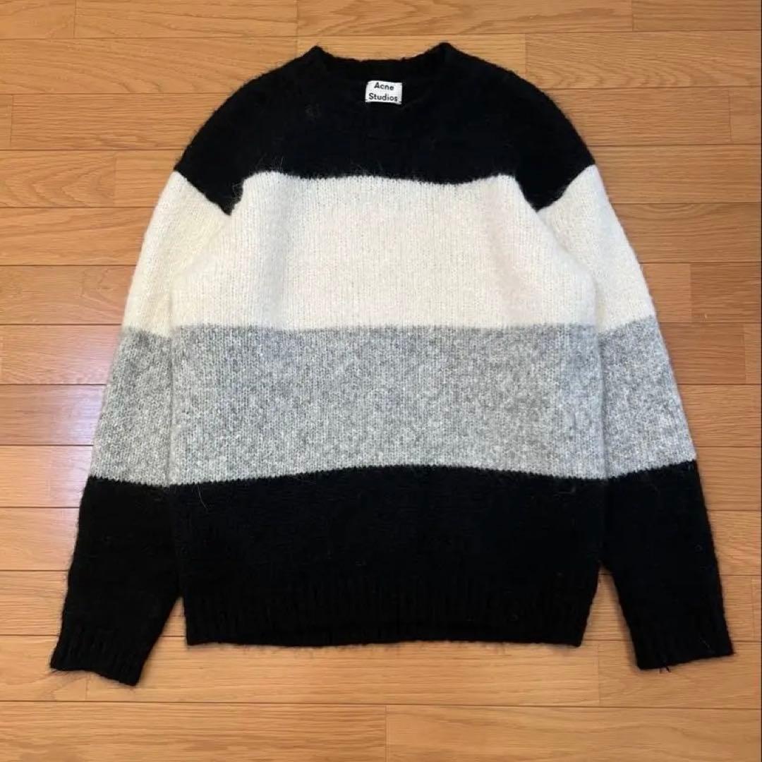 アクネストゥディオズ　モヘア　ウール　ボーダー　ニット　セーター　クルーネック