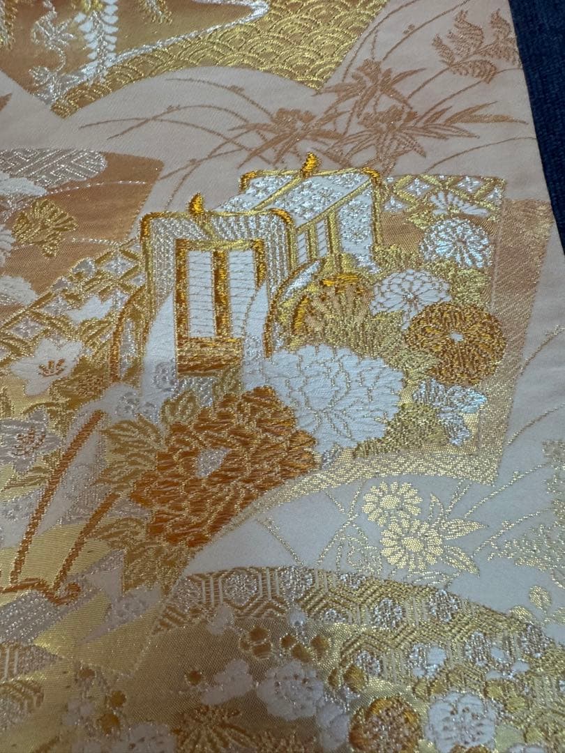 1929 袋帯 古代彫金紋  西陣織   金糸　高級上質上品　約440cm未使用