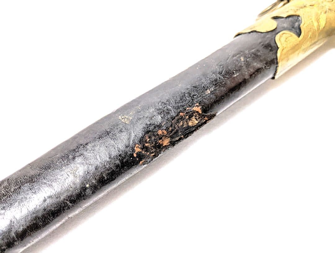 【当時物】旧帝国海軍 士官短剣 模造刀身入り 指揮刀 太幅 鮫皮鮫革鞘【２環吊】