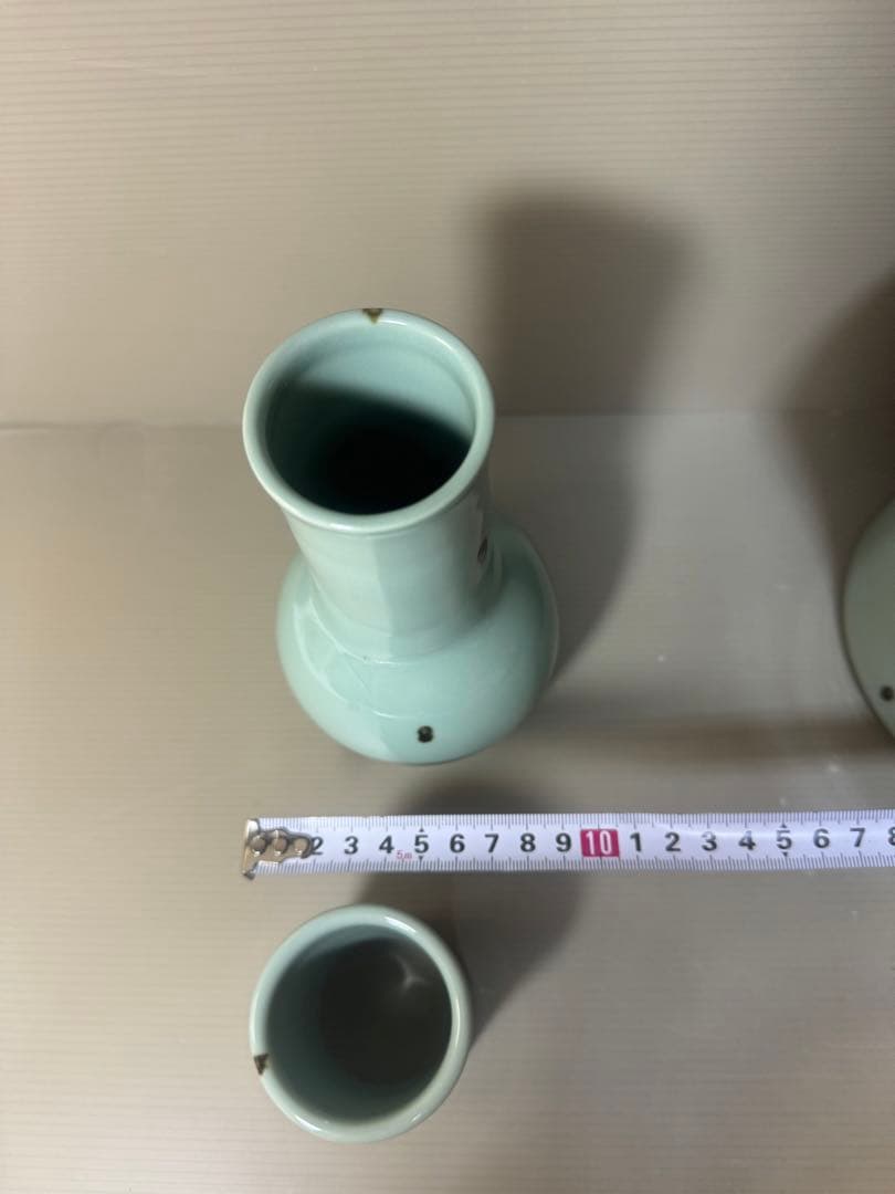 2447 茶道具 皆具 飛青磁 鼓形 横山瑞祥作