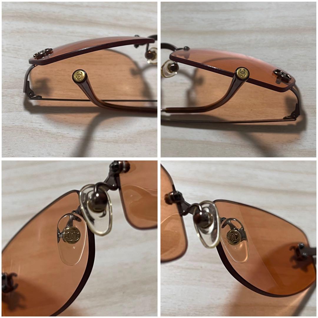 付属品付き CHANEL ココマーク リムレス サングラス 4002