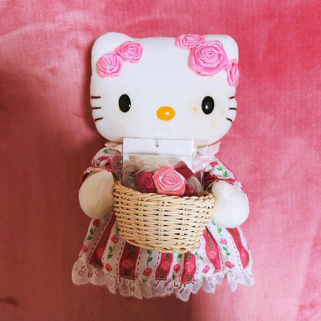 希少レア　ハローキティ　ぬいぐるみ　バラ　2000年製 平成レトロ　サンリオ