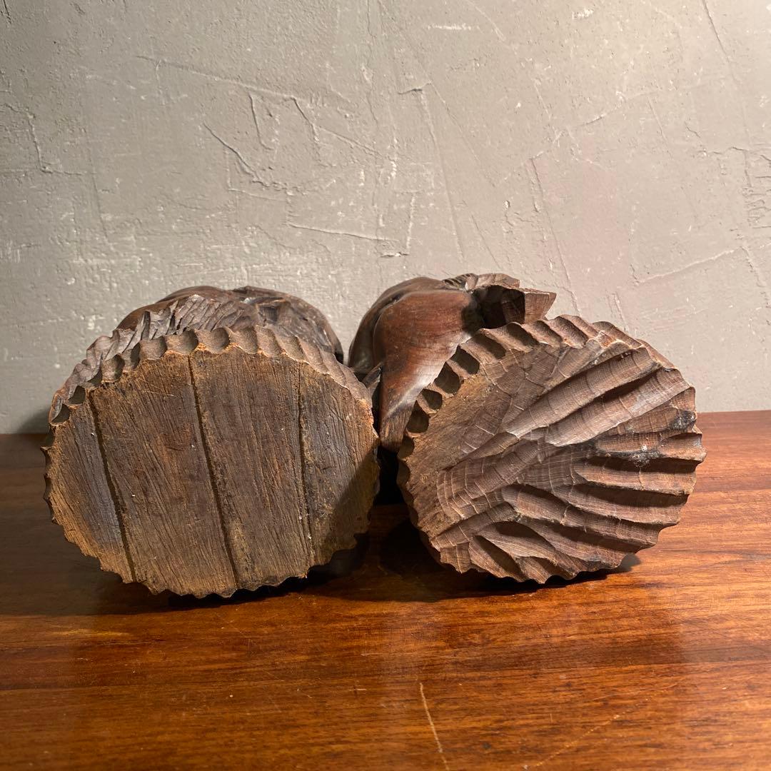 ヴィンテージ アフリカ木彫オブジェ 男女 プリミティブ インテリア置物