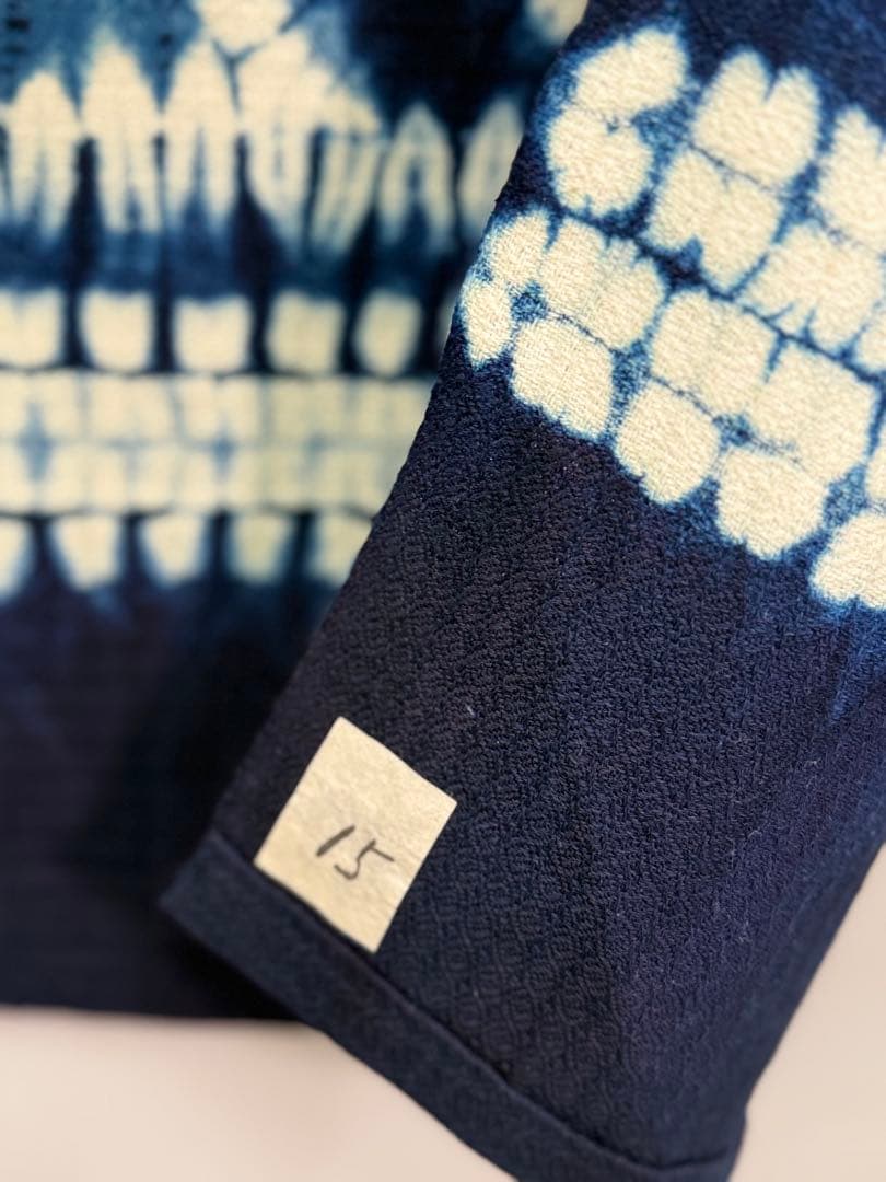 N9「有松鳴海絞り」藍染作家 片野かほり 天然藍染 個展出品作品タペストリー