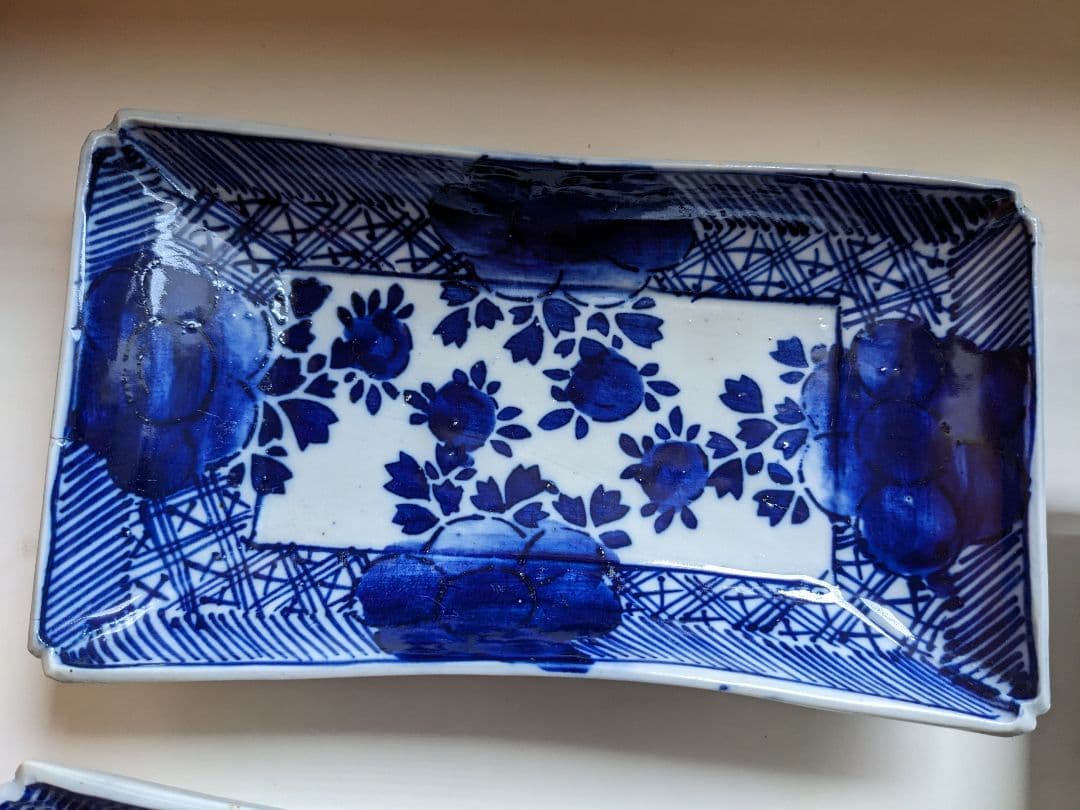 古伊万里　べろ藍　長角皿　5枚