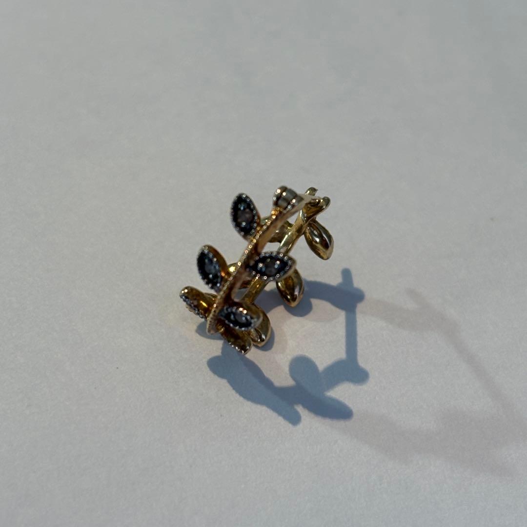 [citronnier] リーフ パヴェダイヤモンド ミニフープ シングルピアス