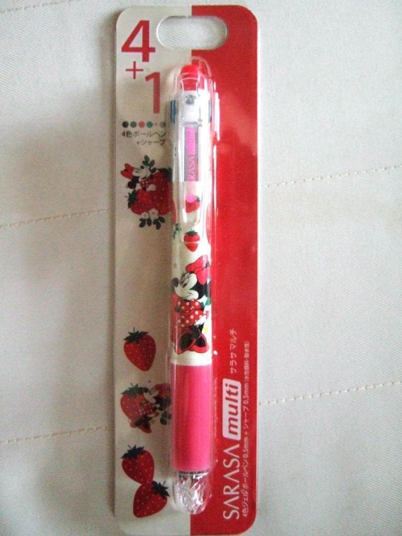 新品レア　ミニーマウス　イチゴ　サラサマルチ4+1　ディズニーストア　多機能ペン