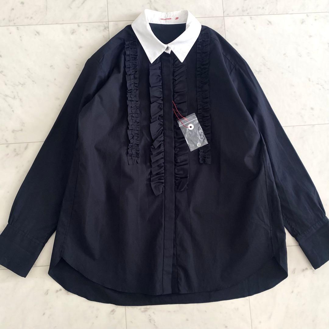 新品未使用 ドレステリア フリルブザムシャツ バイカラー コットン 36