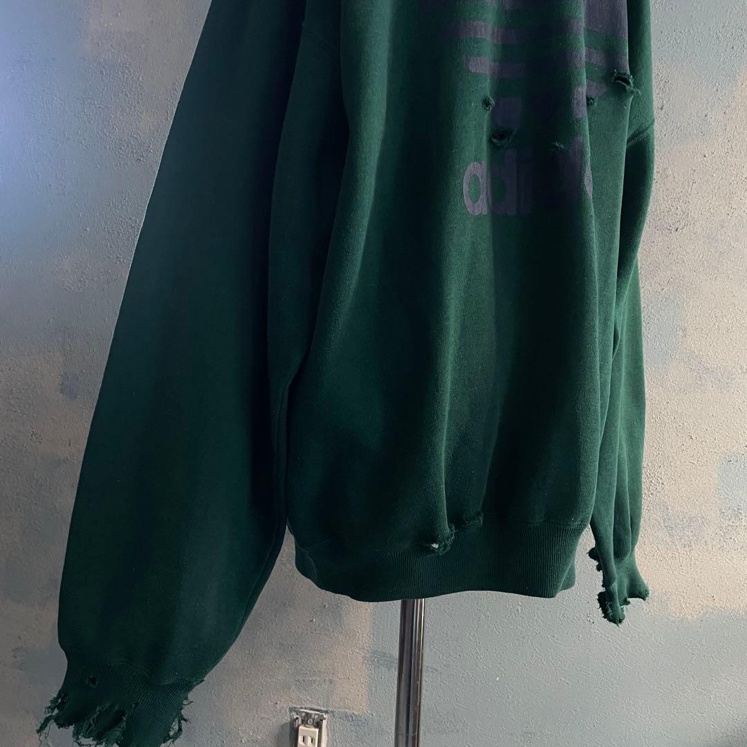 90's adidas”両面プリント”銀タグ“ペンキ“常田“boro sweat