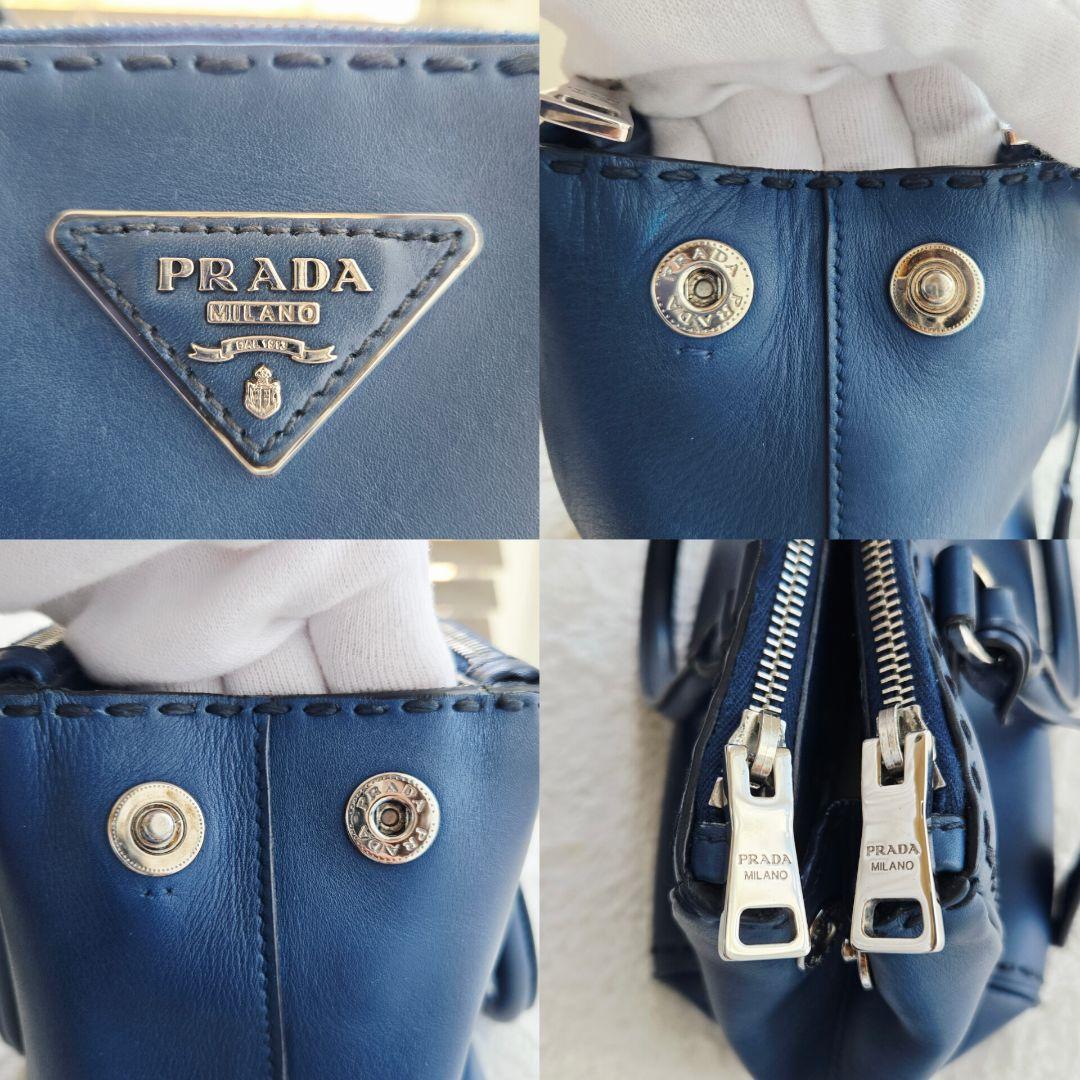 ⭐PRADA⭐ プラダ ガレリア ハンドバッグ ネイビー レザー クロシェット