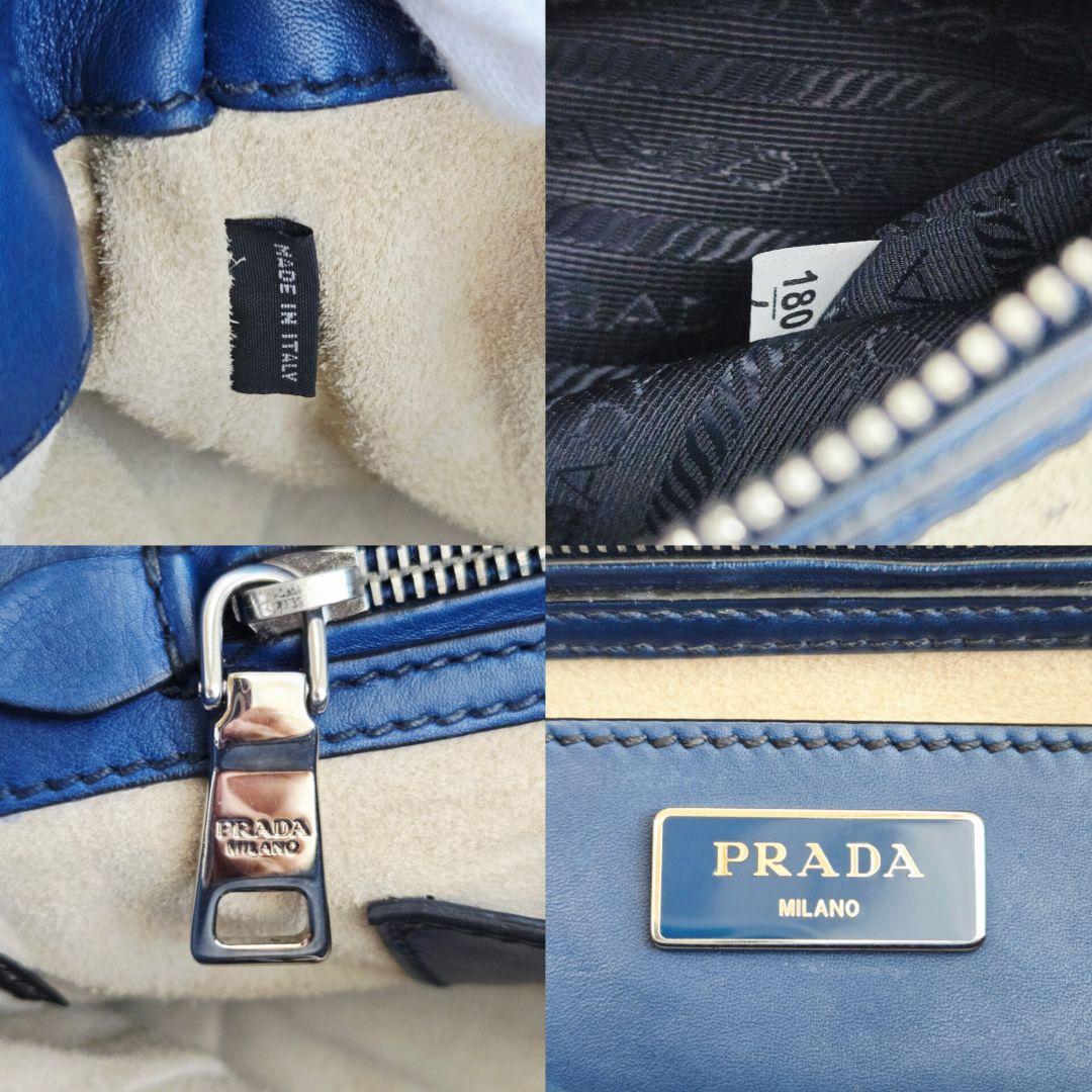 ⭐PRADA⭐ プラダ ガレリア ハンドバッグ ネイビー レザー クロシェット
