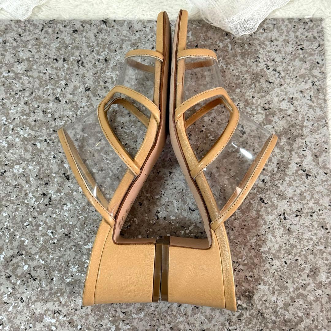 【美品】ファビオルスコーニ　クリア ミュールサンダル　ベージュ　24.5~25㎝