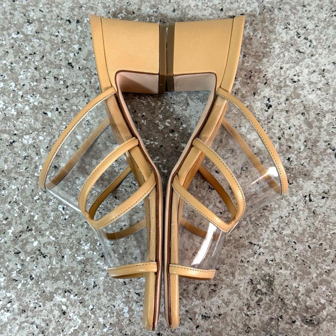 【美品】ファビオルスコーニ　クリア ミュールサンダル　ベージュ　24.5~25㎝