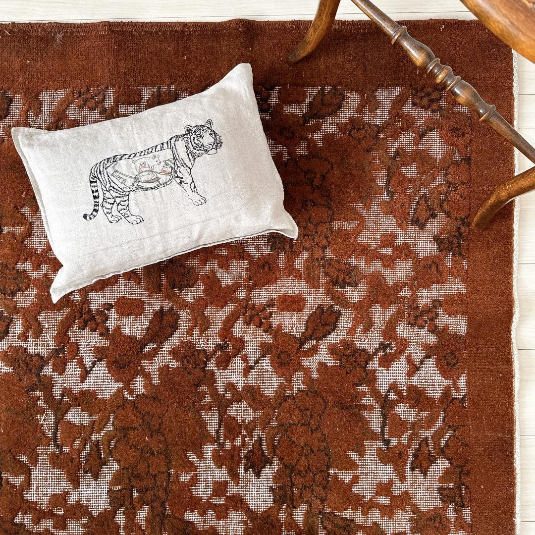 トルコ製ヴィンテージラグ815 レア 高級 ブラウン オーバーダイ