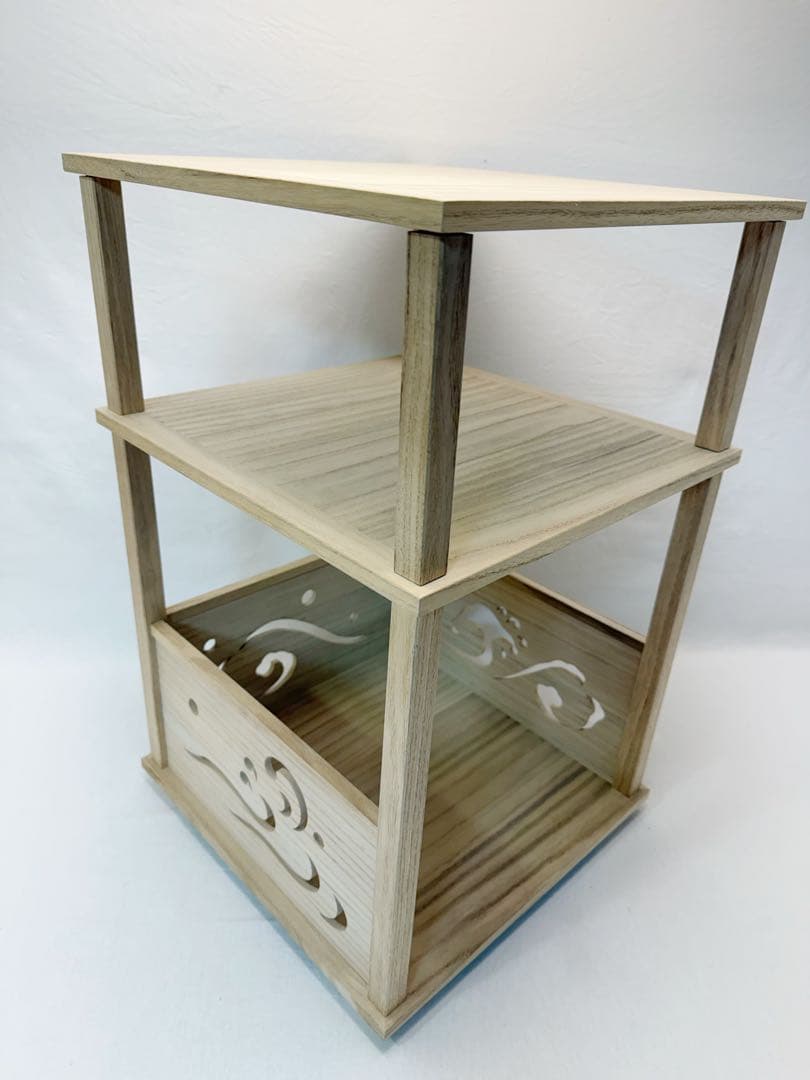 未使用 茶道具 幸斎造 淡々斎好 荒磯棚 桐木地 四本柱 波頭透し 組立式 元箱