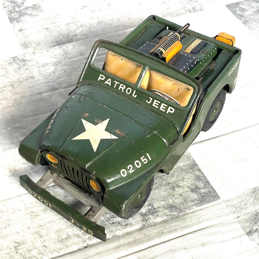【SHOWA製】昭和レトロ ブリキ製 パトロールジープ 銃座変形 02051