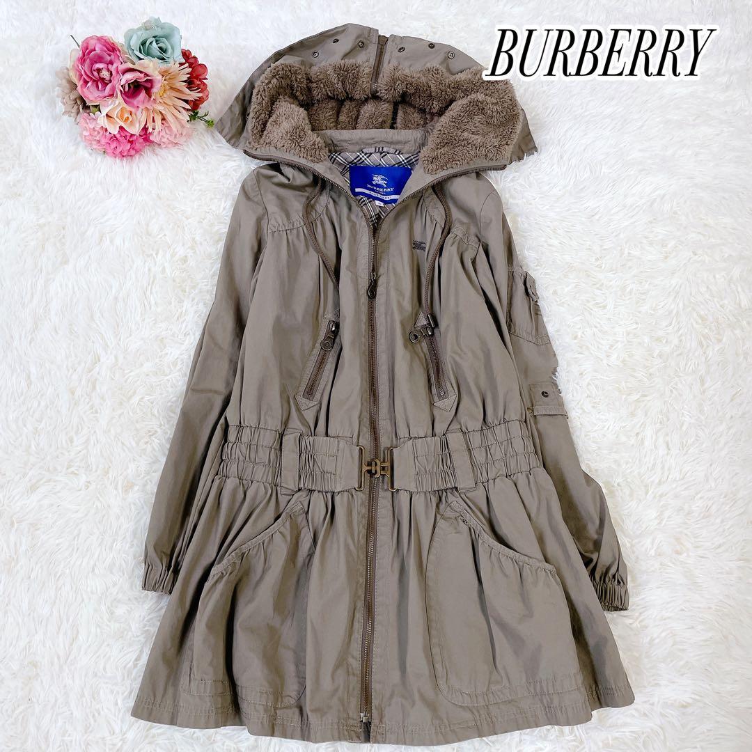 美品　バーバリーブルーレーベル　ミリタリーモッズコート　ノバチェック　ホース刺繍