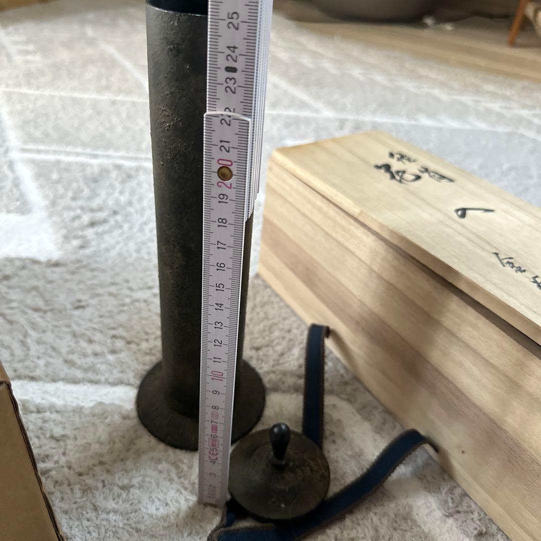 茶道具 金谷溪雲　唐銅 胡銅写 経筒花入 花瓶 花生 花器 在銘