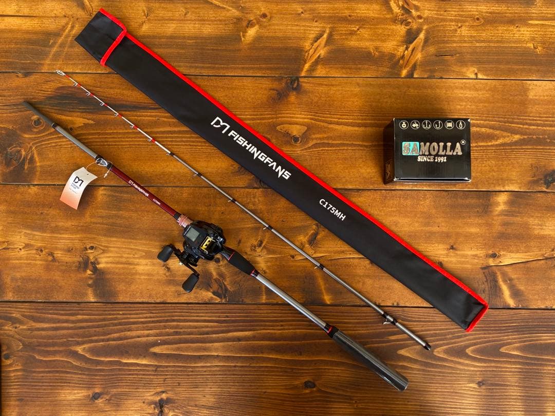 ジギングロッド　デジタルカウンター付きリール　イカメタル　タイラバ　左ハンドル