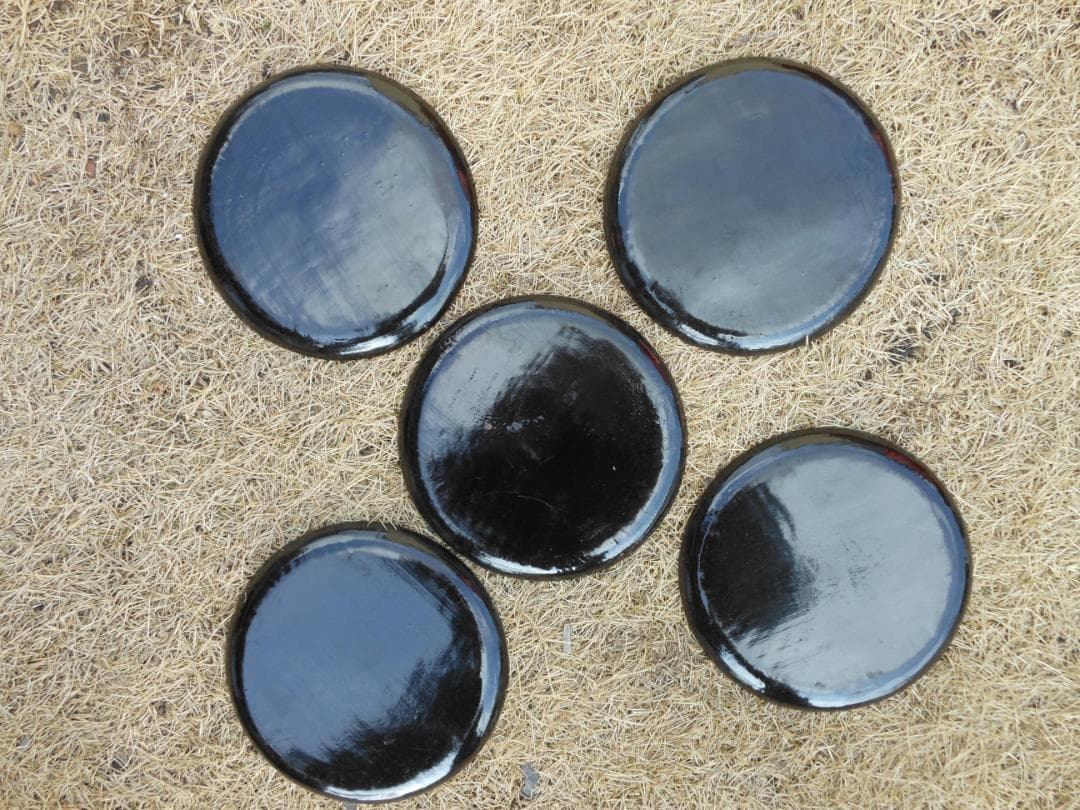 芙蓉の花　菓子皿　取り皿　銘々皿　五枚　天然木　アンティーク