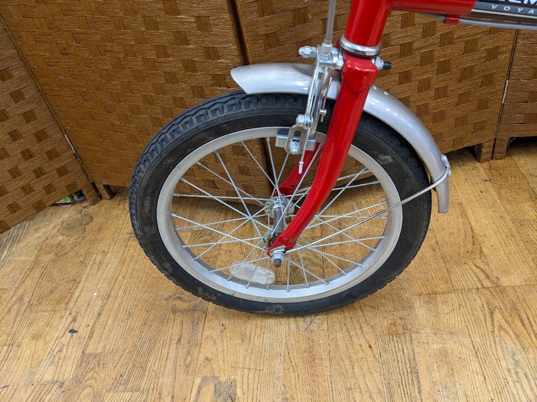 U007 美品　折り畳み自転車　20インチ　カゴ付き　レッド