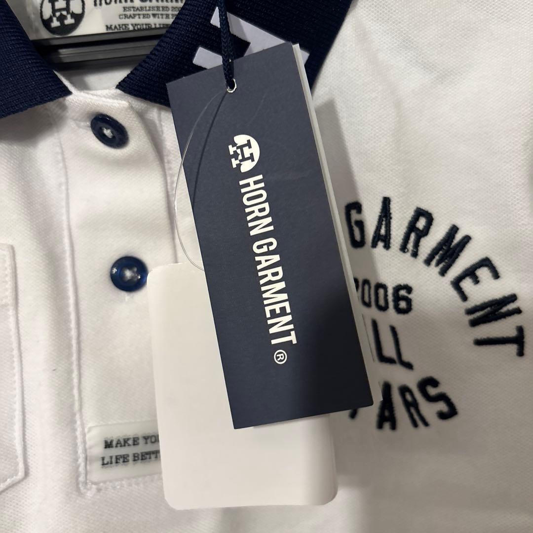 HORN GARMENT ポロシャツ ホワイト/ネイビー