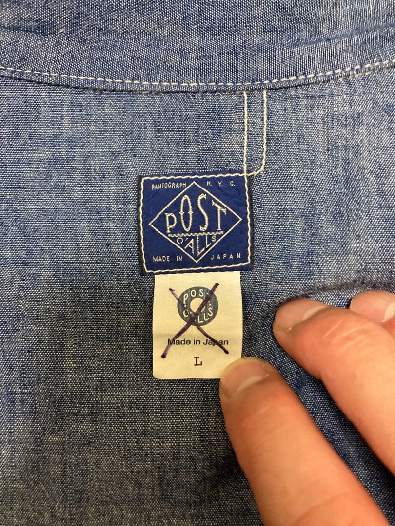 ポストオーバーオールズ　シャンブレーネイビーパーカーL サンプル品